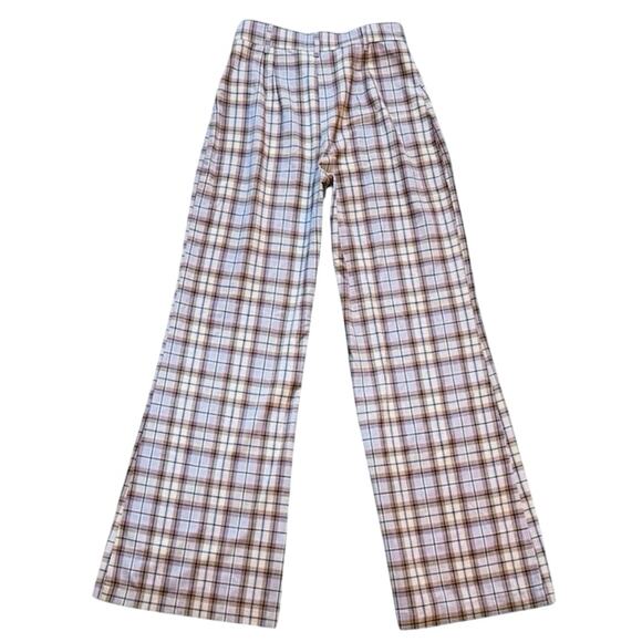 FREE PEOPLE Plaid Jules Flare Leg High Waist Pants Light Purple EUC Size 4 - Picture 4 of 8